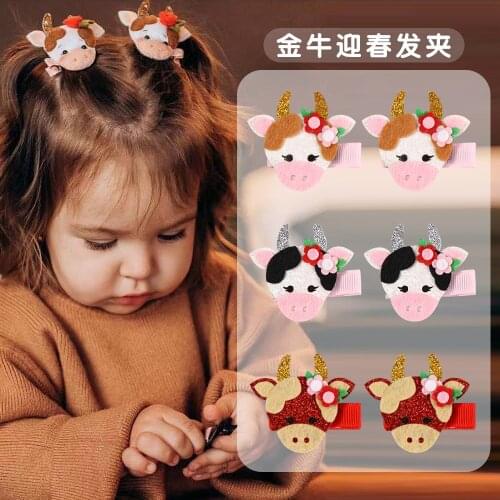 1PC New Cow Lovely Girls Hair Clips Kids Hairpins Classic Hair Barrettes Cartoon Children Hair Accessories Princess Headwear
