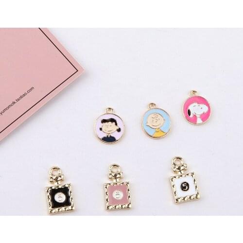 10pcs Wholesale Alloy Dripping Oil Cute Pendant Perfume Bunny Cartoon Earings For Girls Material Handmade Jewelry Accessories