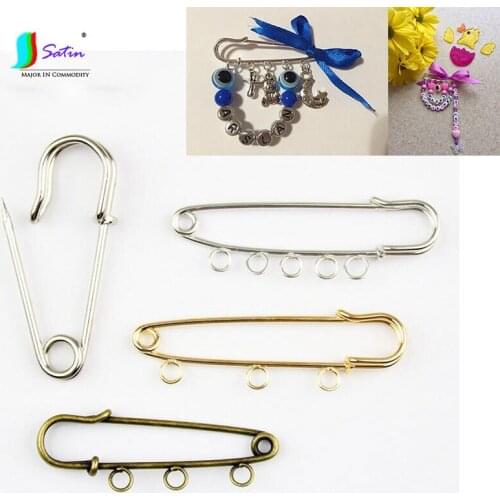 10pcs Gold,Silver Bronze Diy Brooch Pins With 3/5 Holes,Kids Jewelry Finding Accessories Brooch Frame S0667L