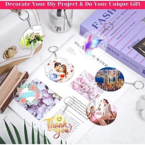 100 Pieces 3 Inch Clear Acrylic Keychains Blanks with Hole Durable Acrylic Transparent Round Circle Disc for DIY Vinyl