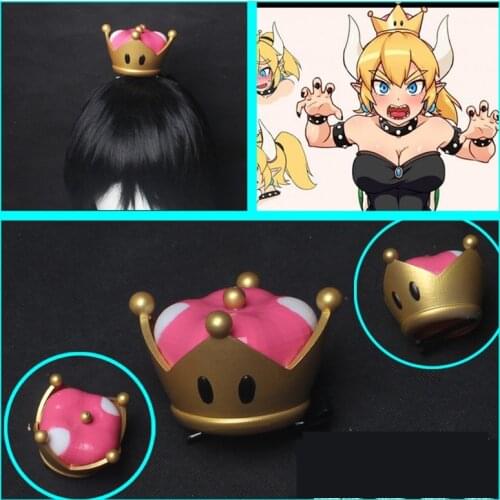 2021 HOT New 3D Bowsette Kuppa Koopa Hime Princess Cosplay Womanize Crown Hairpiece Headwear Halloween Costume Props Handwork