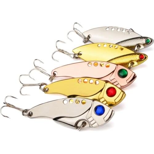 5pcs/lot Metal Spoon Fishing Lures 5cm/11g Sinking Bait 3 Colors with 8# Hook