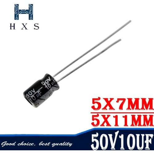 50PCS Higt quality 50V10UF 5*7mm 10UF 50V 5*7 Electrolytic capacitor 5*11mm