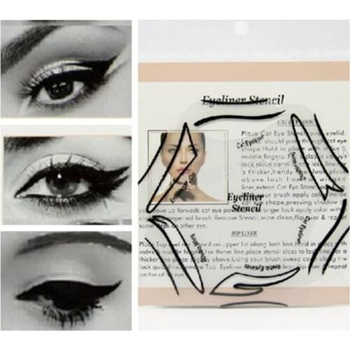 6 Style in 1 Piece Makeup Cat Fish Tail Double Wing Eyeliner Stencil Kit Model for Eyebrows Template Fard a Paupiere Card