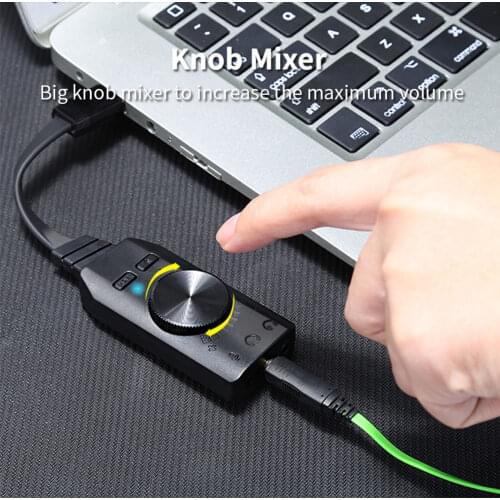 7.1 Channel Sound Card Converter Adapter Knob Adjust External USB Audio 3.5mm Headset Stereo for PC Desktop Computer Accessories