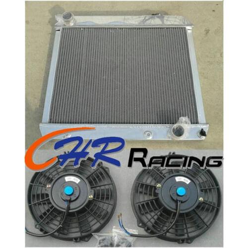 Aluminum radiator & fans*2 for 1963-1966 Chevrolet Panel Truck C10 C20 C30 PONTIAC OLDS CAR