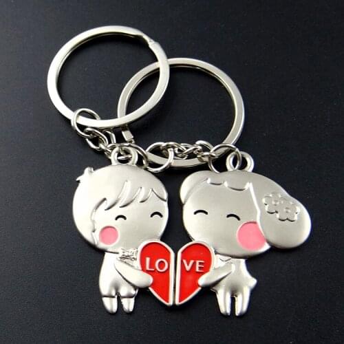 FREE SHIPPING by FEDEX 100pairs/lot New Lovely Boy And Girl Couple Keychains Lovers Keyrings for Wedding Gifts