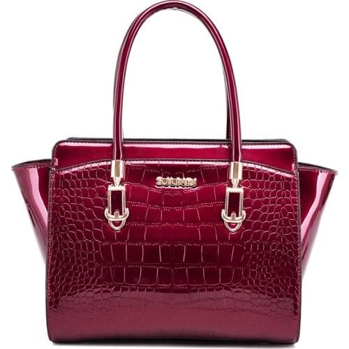 Brand Luxury New Fashion Alligator Women Handbags European Patent Leather Ladies Shoulder Bags Female Girl Crossbody Trapeze Bag
