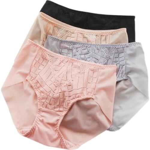 FL 715 New Womens Panties Sexy Lace and Mesh Material Hight Waist Ladies Breifs Smooth Seamless Short Women Big Size