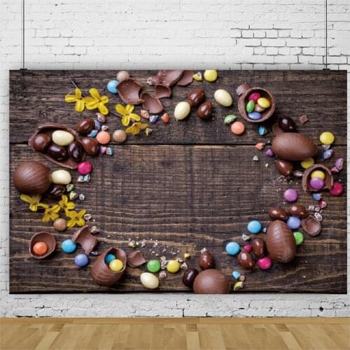 Brown Wooden Board Eggs Party Backdrop Photography Background Photo Booth Studio Decor