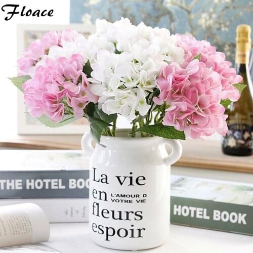 Floace Artificial Fake Silk Flower Hydrangea Leaf Artificial Flowers Silk Bouquets For Home Party Wedding Decoration