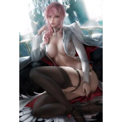 Anime Girl Canvas Painting Custom Lightning Sexy Lady Wall Art Posters and Prints Pictures for Bedroom Living Room Decoration
