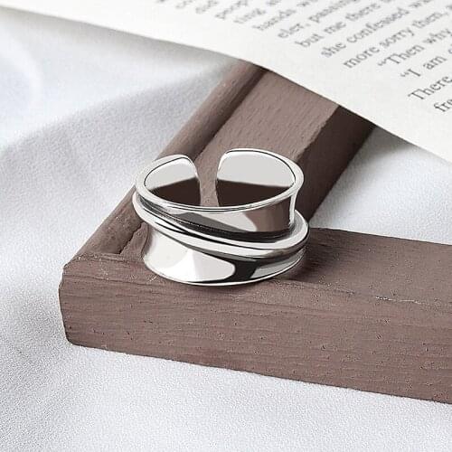 925 Sterling Silver Rings Creative Geometric Handmade for Women Party Jewelry Accessories jz228
