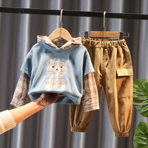 Infant Clothing Sets Baby Suit 2021 Autumn Spring Clothes Newborn Baby Boys Cartoon Bear Hoodie+Pant 2pcs Outfit Kids Costume