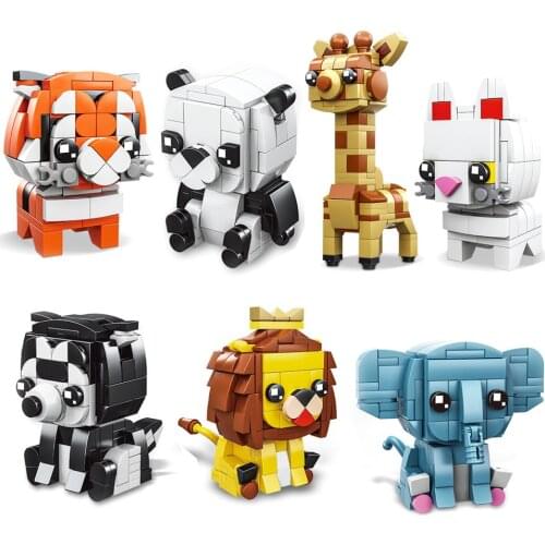 DIY Assembling Building Blocks Animal Series Toys Cat Dog Block Bricks Classic Model Sets Movie Toy for Childrens Animal Blocks