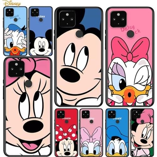 Mickey Minnie Couple Shockproof Cover for Google Pixel 5 5A 4 4A XL 5G Black Phone Case Shell Soft Fundas Coque Capa