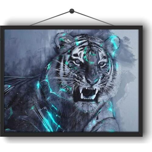 5D DIY Full Circle Diamond Embroidery Kit "tiger" Animal Series Mosaic Home Handmade Crafts Decorations Hanging Pictures