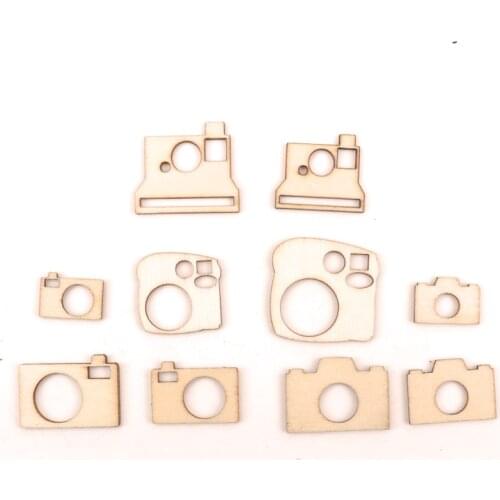 Mixed Camera Pattern Garniture Handmade Wooden Slices Crafts Home Decoration Accessories Scrapbooks Painting DIY 15-30mm 50pcs