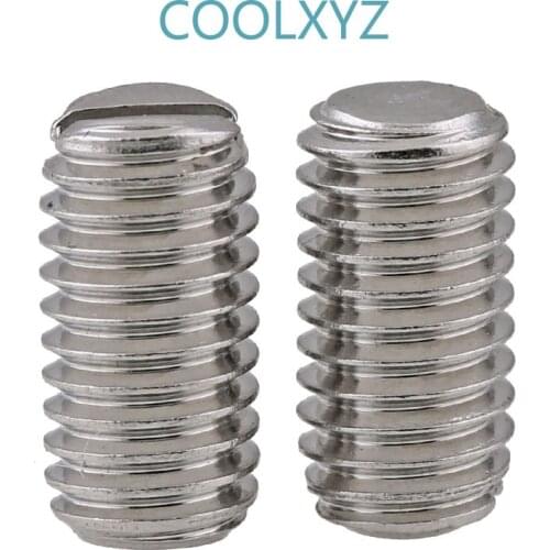 304 Stainless Steel Flat End Set M3 M 4 M 6 M 8 M 10 Screws Slotted Headless Screws Machine Meter Top Thread 25PCS