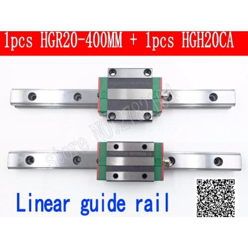 New linear guide rail HGR20 400mm long with 1pc linear block carriage HGH20CA HGH20 HGW20CC CNC parts