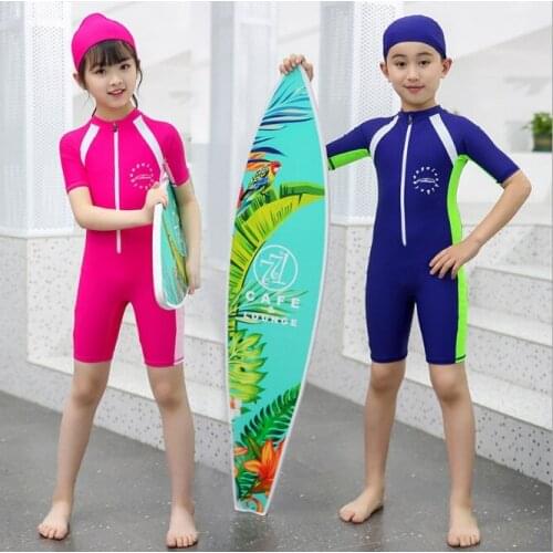 New Kids Swimwear One Piece Boys girls Swimsuit with zipper front Swimming Children Sport UPF50+ Beachwear Baby Bathing Suit