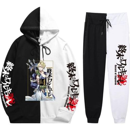 2021 Japan anime Record of Ragnarok autumn new pattern korean version splicing hip hop style Mens Hoodies sports suit