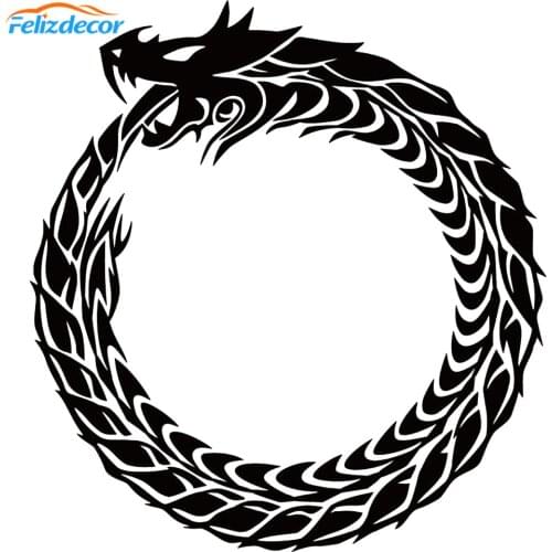 15*16cm New Arrivals Ouroboros Dragon Decals Unique Dragon Tribal Car Stickers Vinyl Cool Cars Door Window Decor Pattern L958