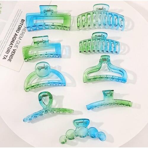 New Fashion Simple Hair Claw Transparent Gradient Color Shark Clip Personality Catch Clip Headdress Hair Accessories WomenSY152