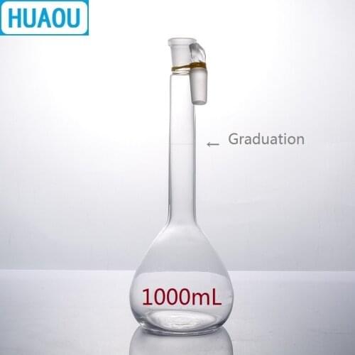 HUAOU 1000mL Volumetric Flask Class A Neutral Glass with one Graduation Mark and Glass Stopper Laboratory Chemistry Equipment