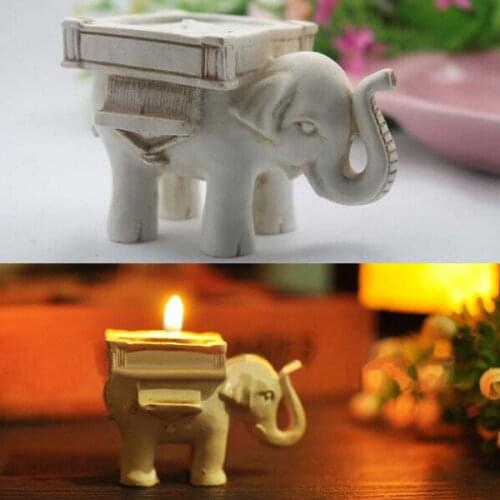 Wholesale 50pcs/lot Party Favour Resin "Lucky Elephant" Tea Light Candle Holder for Wedding Decoration Souvenirs