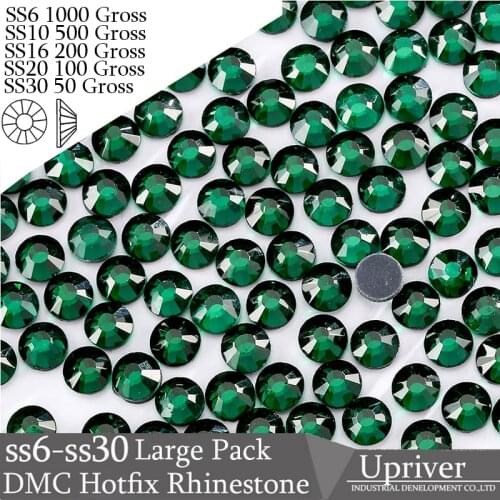 Upriver Wholesale Large Pack Bulk Packing Shiny Stones Loose Flatback SS6 SS10 SS16 SS20 SS30 Emerald Hotfix Rhinestones