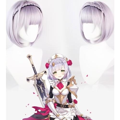 Anime Genshin Impact Cos Noelle Wig Split High Temperature Silk Hair Band Braid Short Hair Bobo Hairstyle Traveler Long Scalp