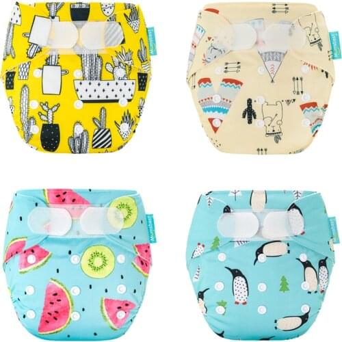 Velcro Cloth Diaper Washable Reusable Nappies Cloth Pocket Diapers With 3-layer Microfiber Inserts Suitable 3-15kg Baby 0-2 Year