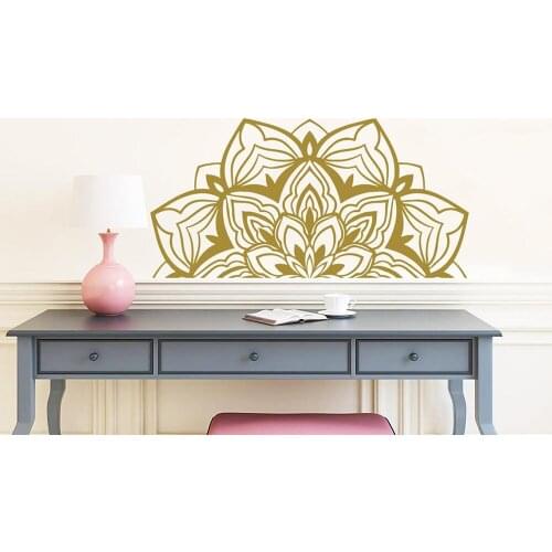 Half Mandala Wall Decal Vinyl Headboard Bedroom Decor Boho Bohemian Namaste Mandala Wall Sticker For Yoga Studio Home Decor C894