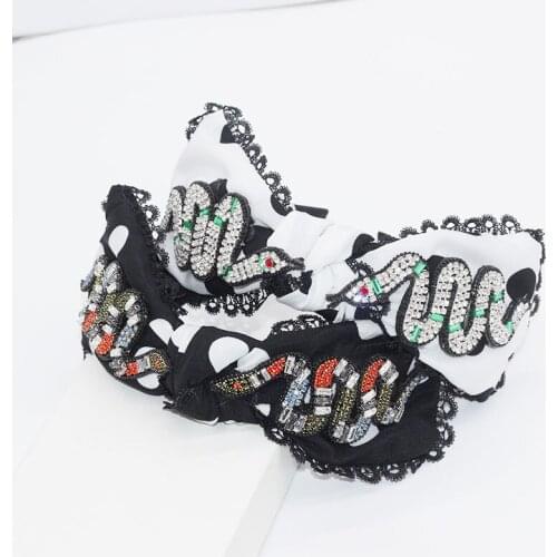 Full Crystal Hair Accessories Women Bow Hairbands Head Wrap Cotton Turban Headband Hair Bands ArtificialRhinestone snake Bohemia