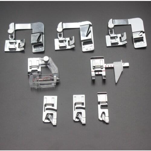 Ruler Presser Foot Cloth Strip Presser Foot Hemming Curling Presser Foot Wide and Flat Seam Crimping Presser Foot 8 Piece Set