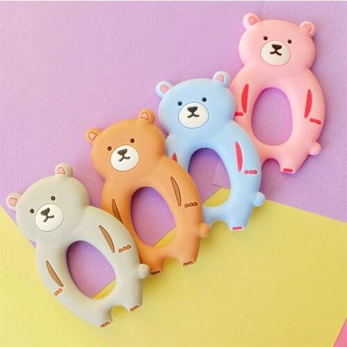 5/10pcs Bear Silicone Baby Teether Rodent Baby Teething Toys Chewable Cartoon Animal Shape Baby Products Nursing Gift