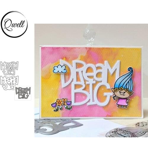 QWELL Words Big Dream Capital Outlines Metal Cutting Dies For DIY Scrapbooking Paper Cards Crafts Album Embossing 2020 Die Cut