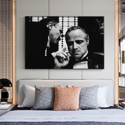 Retro Movie Poster of Godfather Wall Art Canvas Pictures Black And White Godfather Canvas Paintings On the Wall Cuadros Decor