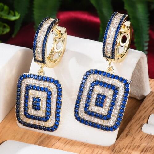 Luxury Shinning Square Round Drop Earrings Ring Jewelry Sets for Women Bridal Wedding Jewelry Best GIFT High Quality