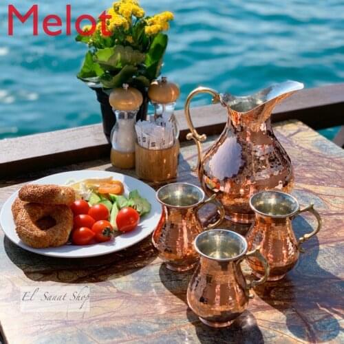 Hand-made thick copper hammer pattern cold kettle home large-capacity cold kettle European simple milk tea cup purchased