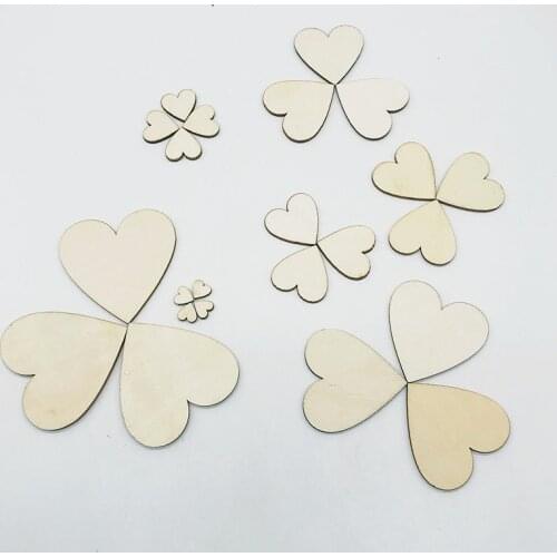 50 PCS Whit Heart Wood Chips Of Various Sizes Laser Cut Slice DIY Handicrafts Wedding Decoration