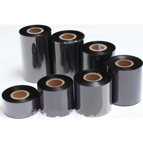 Resin black ribbon 110*300M for barcode label printer can print adhesive paper silver PET PVC jewellery tag