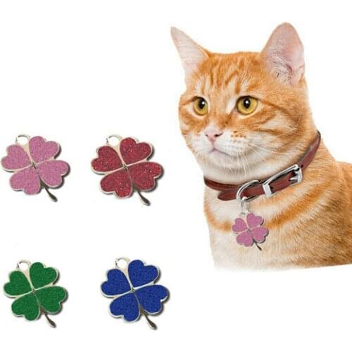 Pet Jewelry Popular Glitter Footprint Dog Four-leaf Clover Pet Pendant Decor Lucky Identity Card Dog Tag Pet Accessories