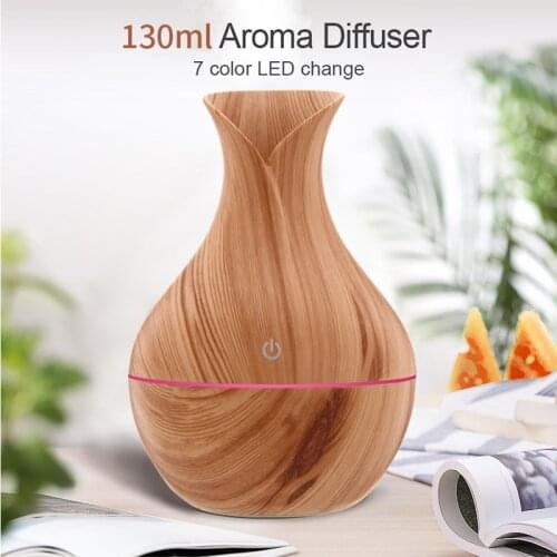 USB Air Humidifier Wood Grain Essential Oil Diffuser Household Aroma Diffuser Aromatherapy With Led Night Light For Car & Home