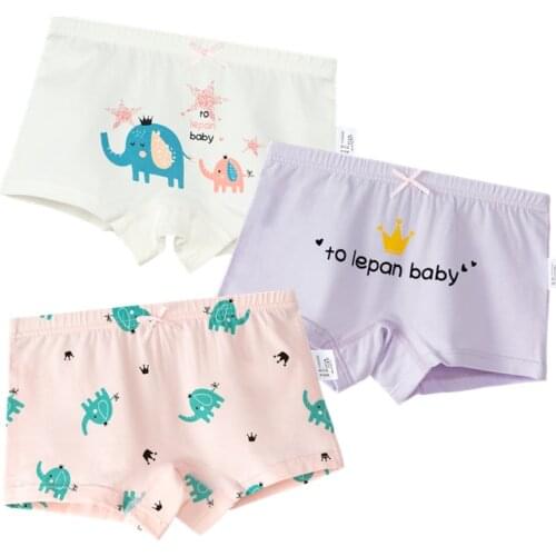 Stiped Underwear for Girls Boxer Kids Elephant Animal Cotton Underpanties Girl Clothes 3 4 6 8 10 12 14 Years Old OGU203033