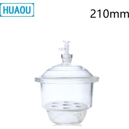HUAOU 210mm Vacuum Desiccator with Ground - In Stopcock Porcelain Plate Clear Glass Laboratory Drying Equipment