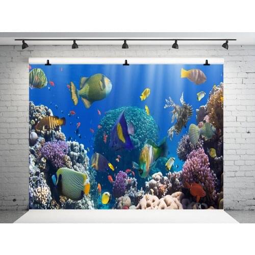 VinylBDS (220x150cm)Mermaid Backdrop Photography Fish Coral Photo Booth Backdrop Ocean Washable Backgrounds-For-Photo-Studio