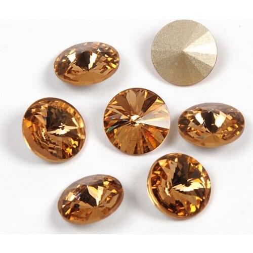 YANRUO 1122 All Sizes Light Colorado Topaz Rivoli Strass DIY Pointed Back Glass Rhinestones Sew On Crystal Jewelry For Clothes