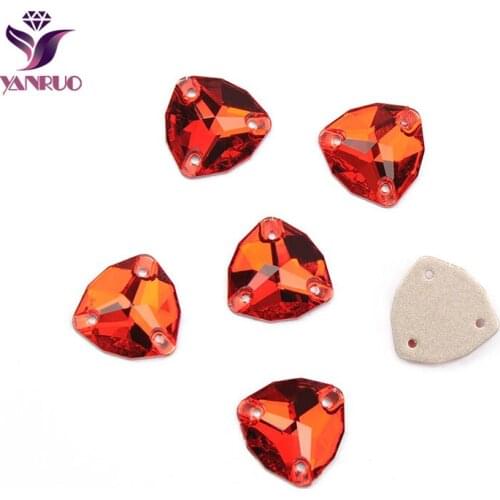 YANRUO 3272 Trilliant Light Siam Glass Red Rhinestones Flatback All for Handiwork Decorative Stones Crystals for Sewing